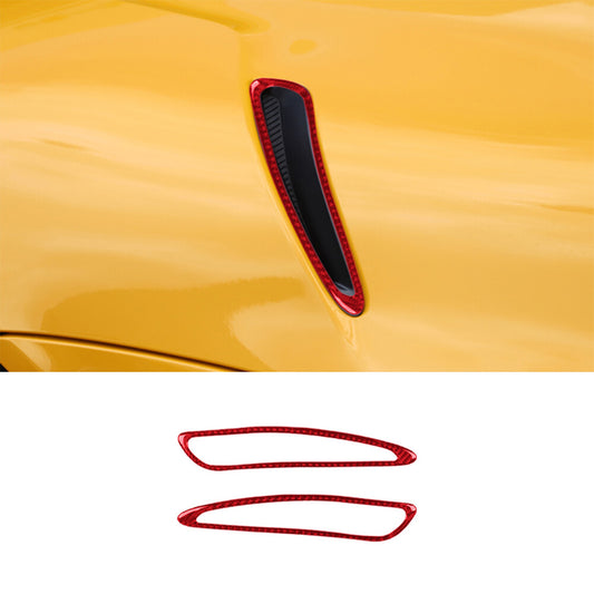 2X Red Carbon Fiber Engine Hood Air Vent Outlet Cover Trim for Toyota Supra A90