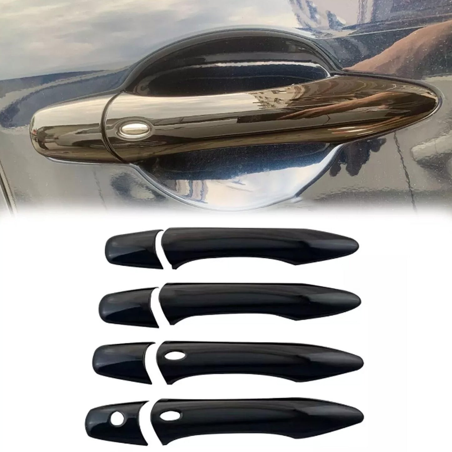 Suitable for Infiniti EX35, FX35, FX50, QX50, QX56. Glossy black door handle trim cover - 08 -17