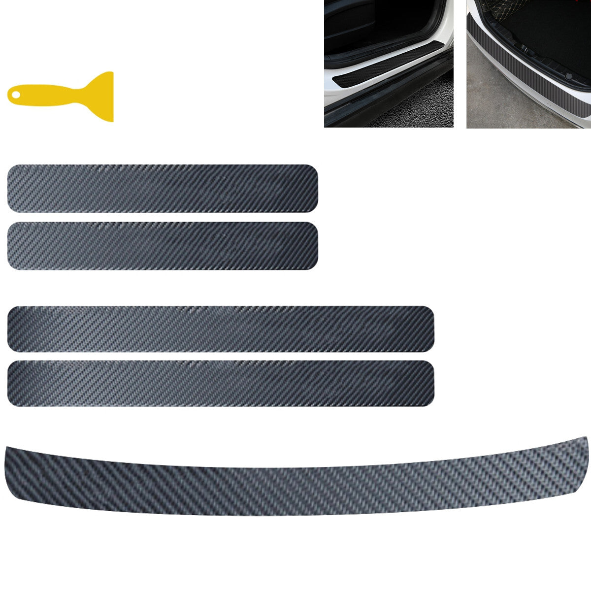 5Pcs Car Trunk Door Sill Scuff Plate Cover Step Protector Anti Scratch Sticker