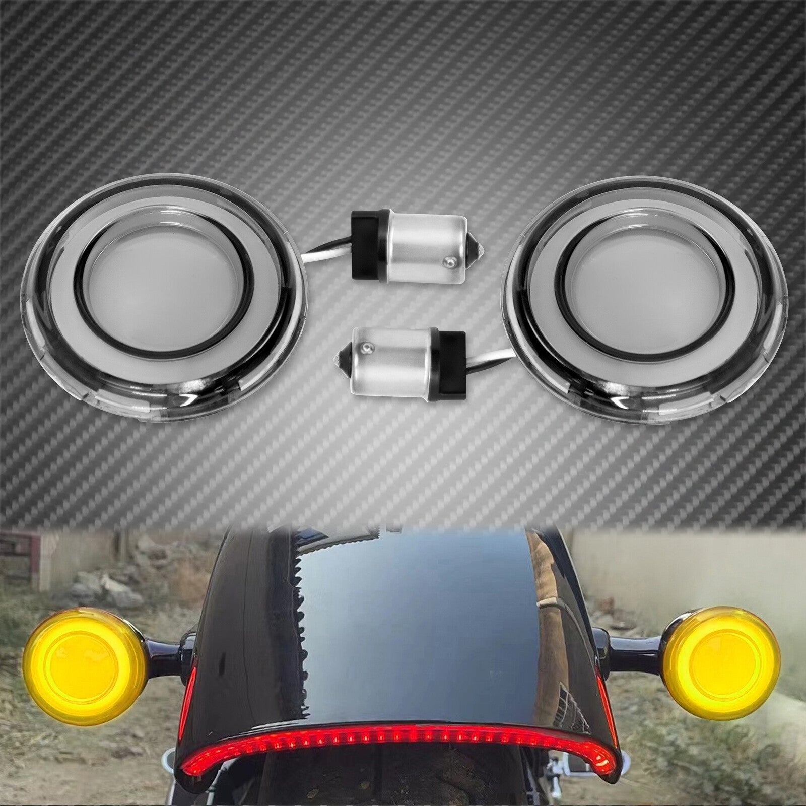 Smoke 1156 Bullet Tracer LED Rear Turn Signal Fit for Harley Sportster Softail Q