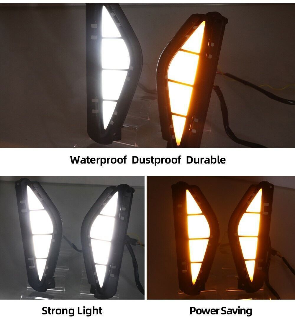 for Hyundai Santa Fe 2021-2022 LED DRL Daytime Running Lamps W/Turn Signal Pair