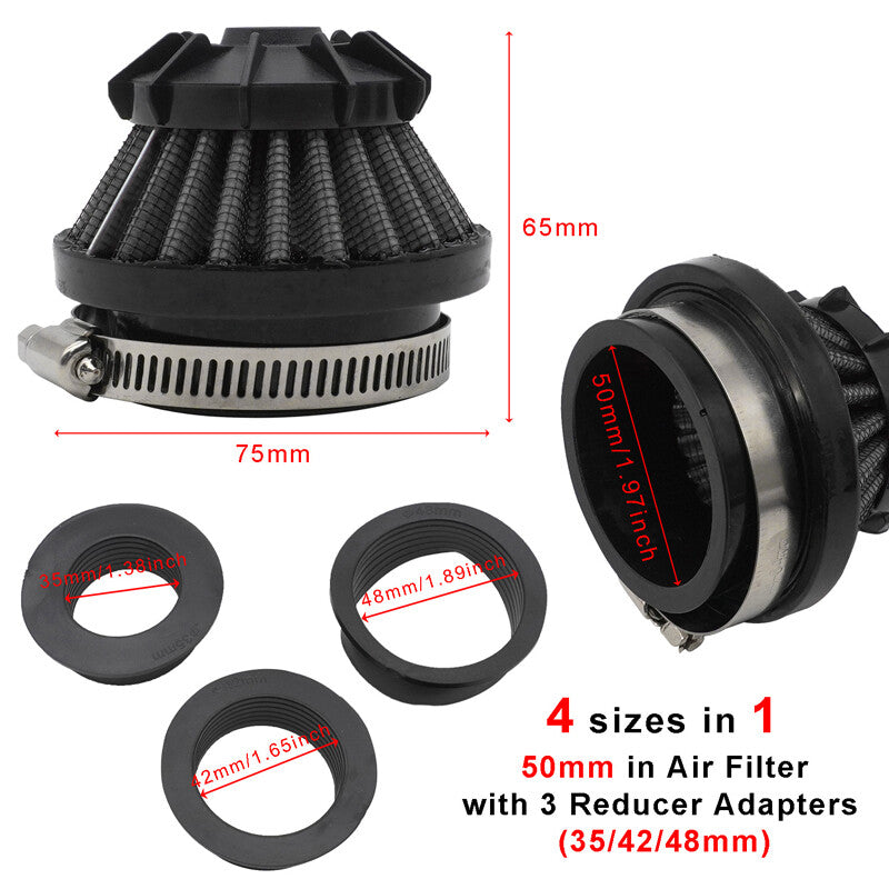 4-in-1 Universal Motorcycle All-Terrain Vehicle 50mm 35mm 42mm 48mm Air Filter Intake Cleaner - n