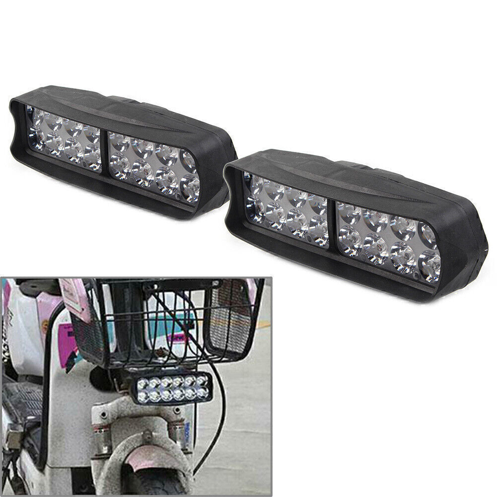 Pair Motorcycle Headlight Spot Fog Light 16-LED Headlamp For Car UTV ATV Q