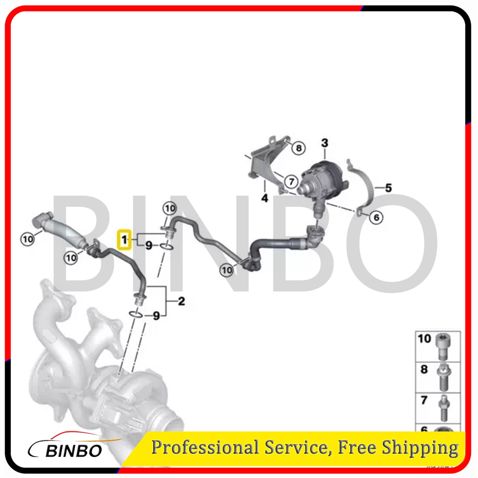 1 Turbocharger return Hose for BMW G20 G30 G32 M340i 540i 740i M40iX Q