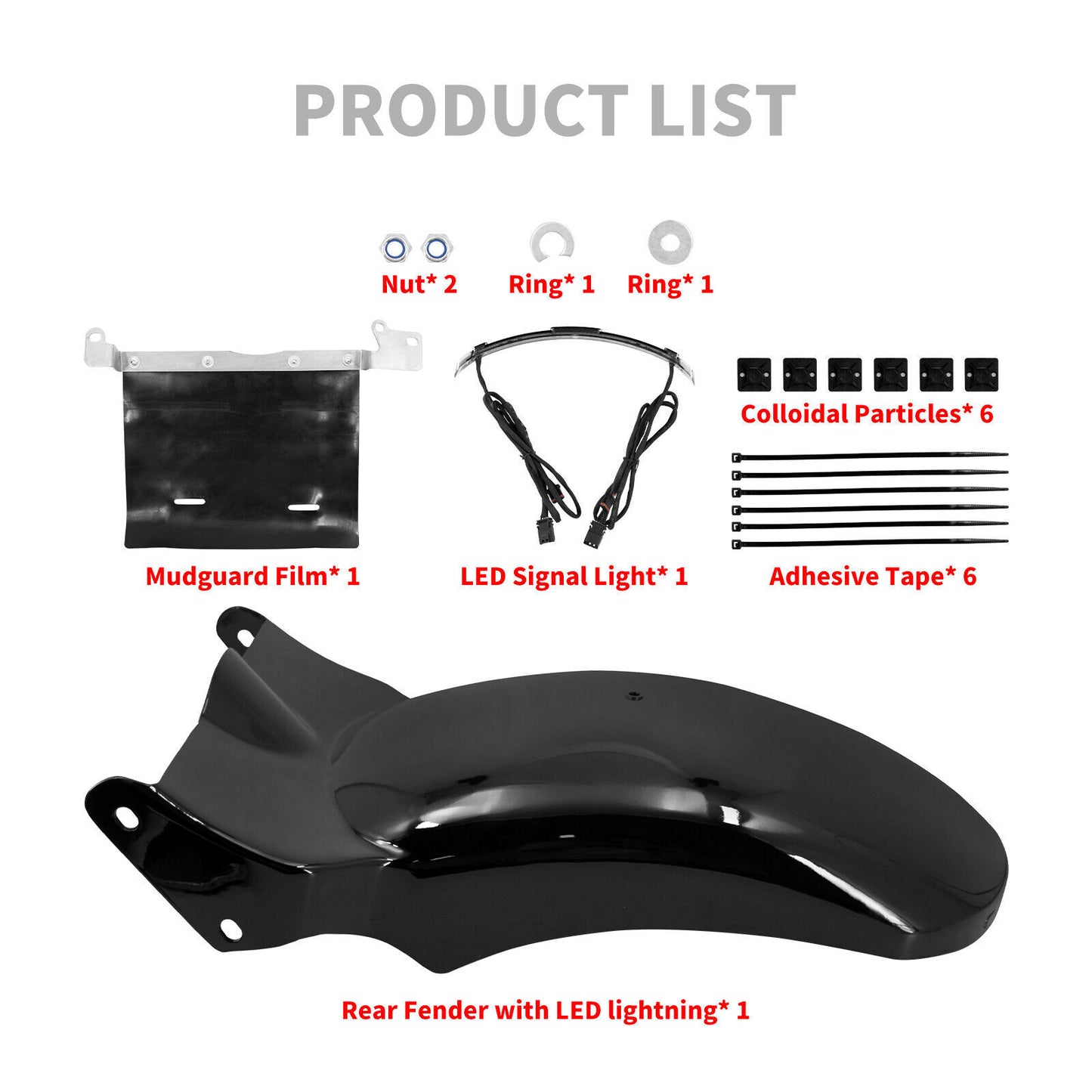 LED Rear Short Fender w/ Running Turn Signal Brake Light Fits for Harley Softail