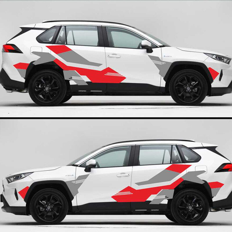 Racing Sport Side Body Side Fender Vinyl Decal Sticker Car Accessories Red/Grey