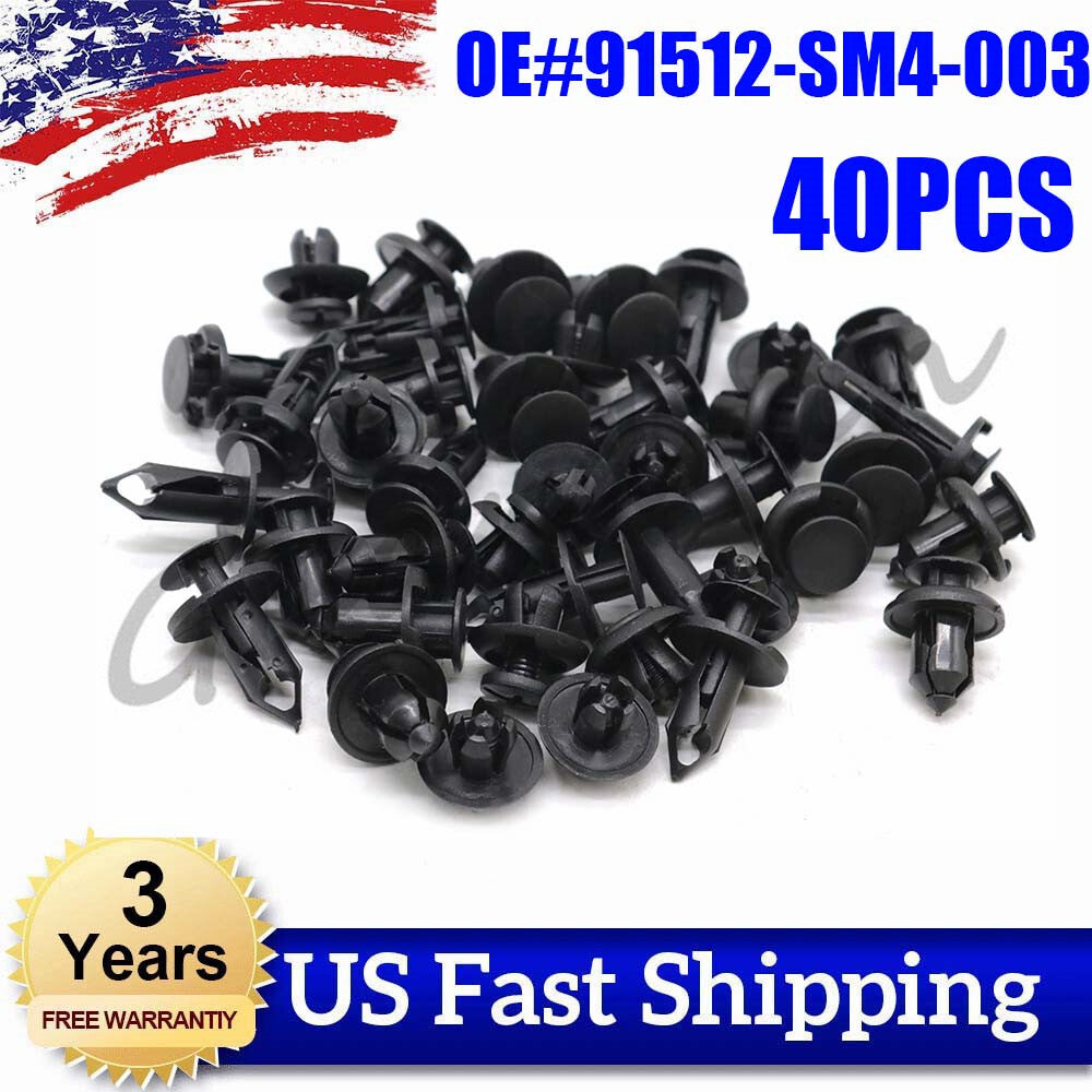 40PCS Plastic Push Pin Rivet Wheelhouse Liner Fastener Trim Moulding Clip Set