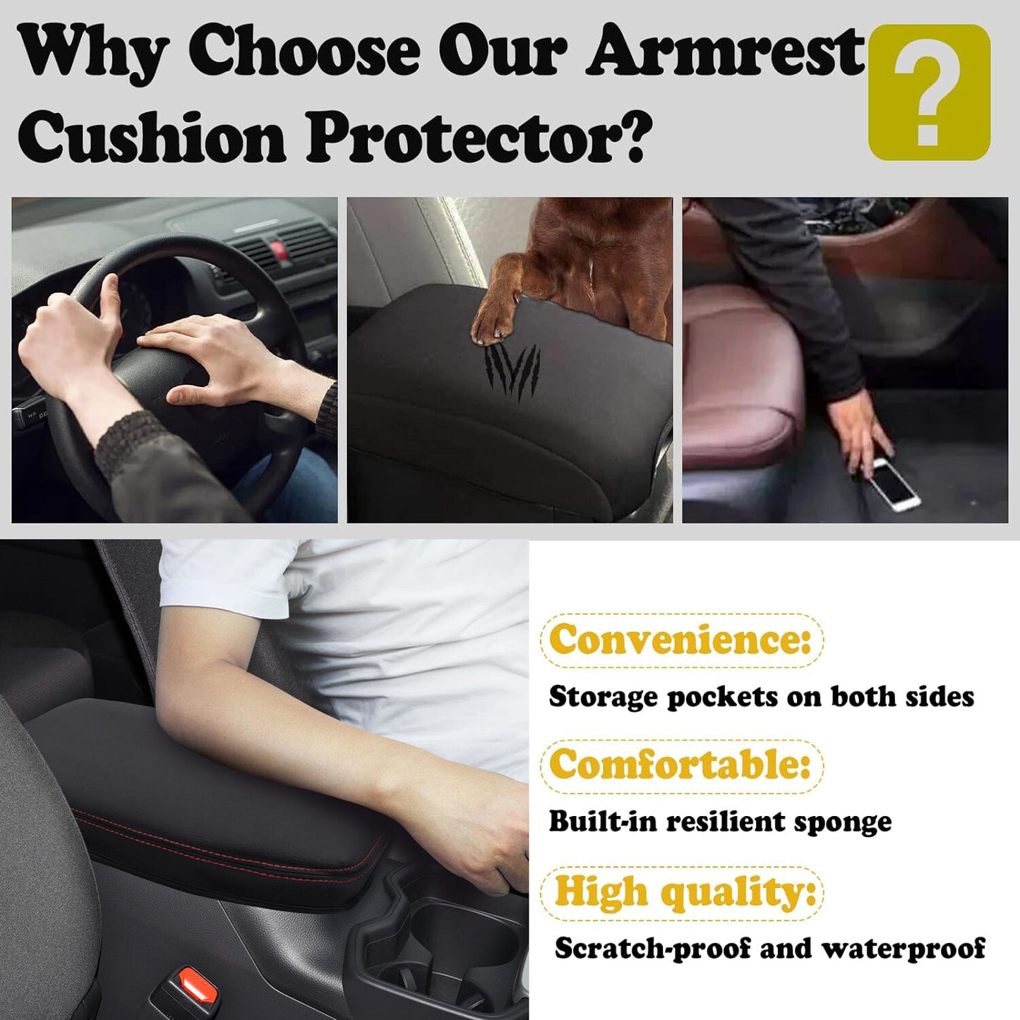 Suitable for 19-24 RAV4 Prime accessories, red stitches, center console armrest cover - n