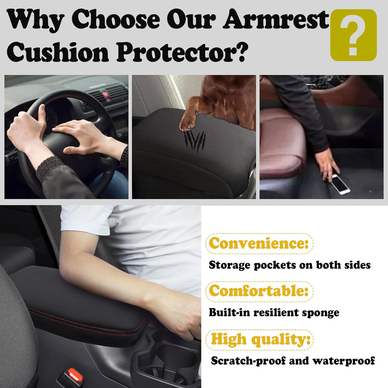 Suitable for 19-24 RAV4 Prime accessories, red stitches, center console armrest cover - n