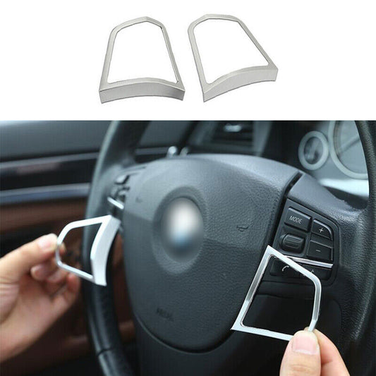 Fit for BMW 5 Series 2011-2016 ABS Matte Silver Steering Wheel Switch Cover Trim