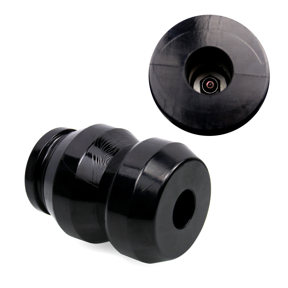Rear suspension reinforcement system for Ram 1500 2009-2021 with rubber anti-collision stops.