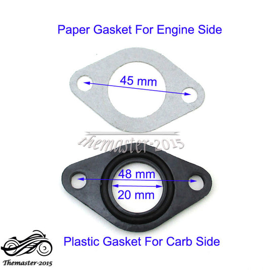 20mm Carburetor Intake Pipe Gasket Spacer 50cc 70cc 90cc 110cc Pit Dirt Bike ATV Q