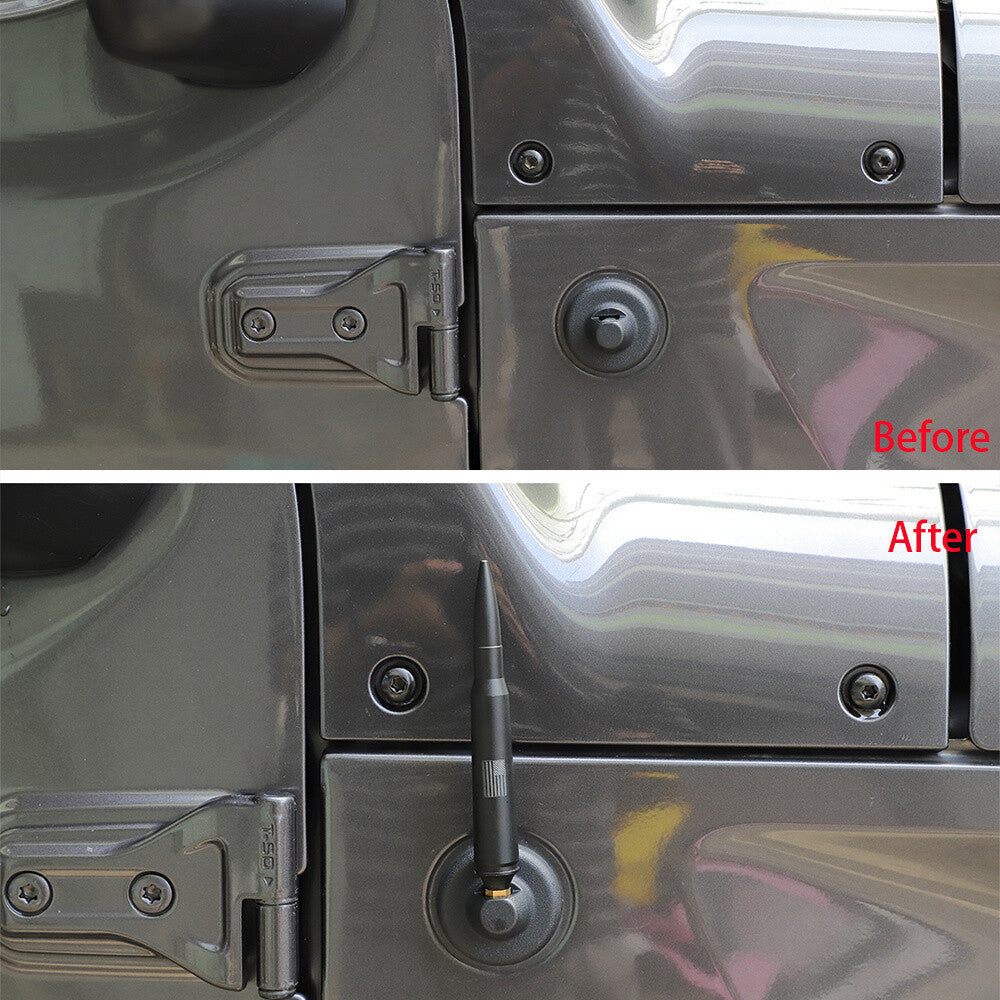 Alloy/Copper Bullet Antenna Mast Radio AM/FM Trim for Jeep for Wrangler JK JL JT 07+