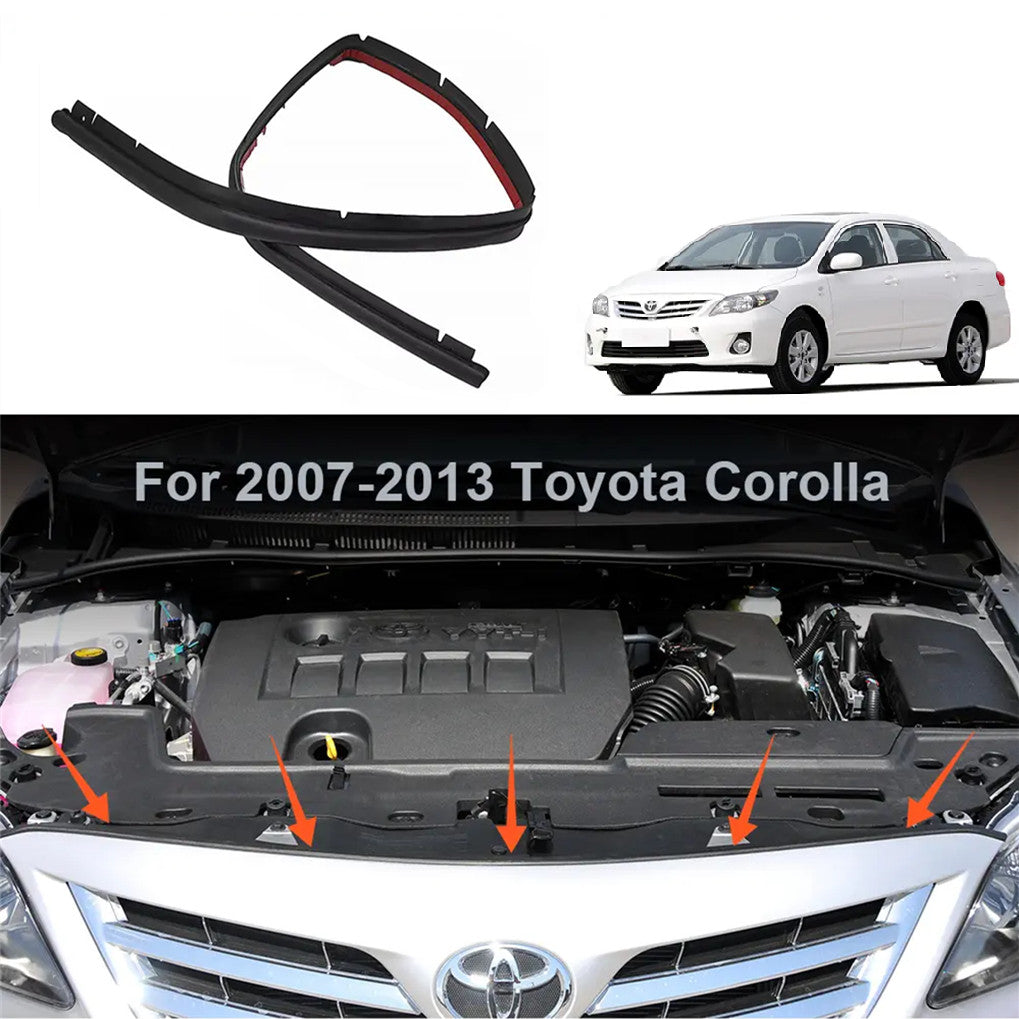 2pcs For 07-13 for Toyota for Corolla Rubber Front Engine Hood Seal Strip Weatherstrip