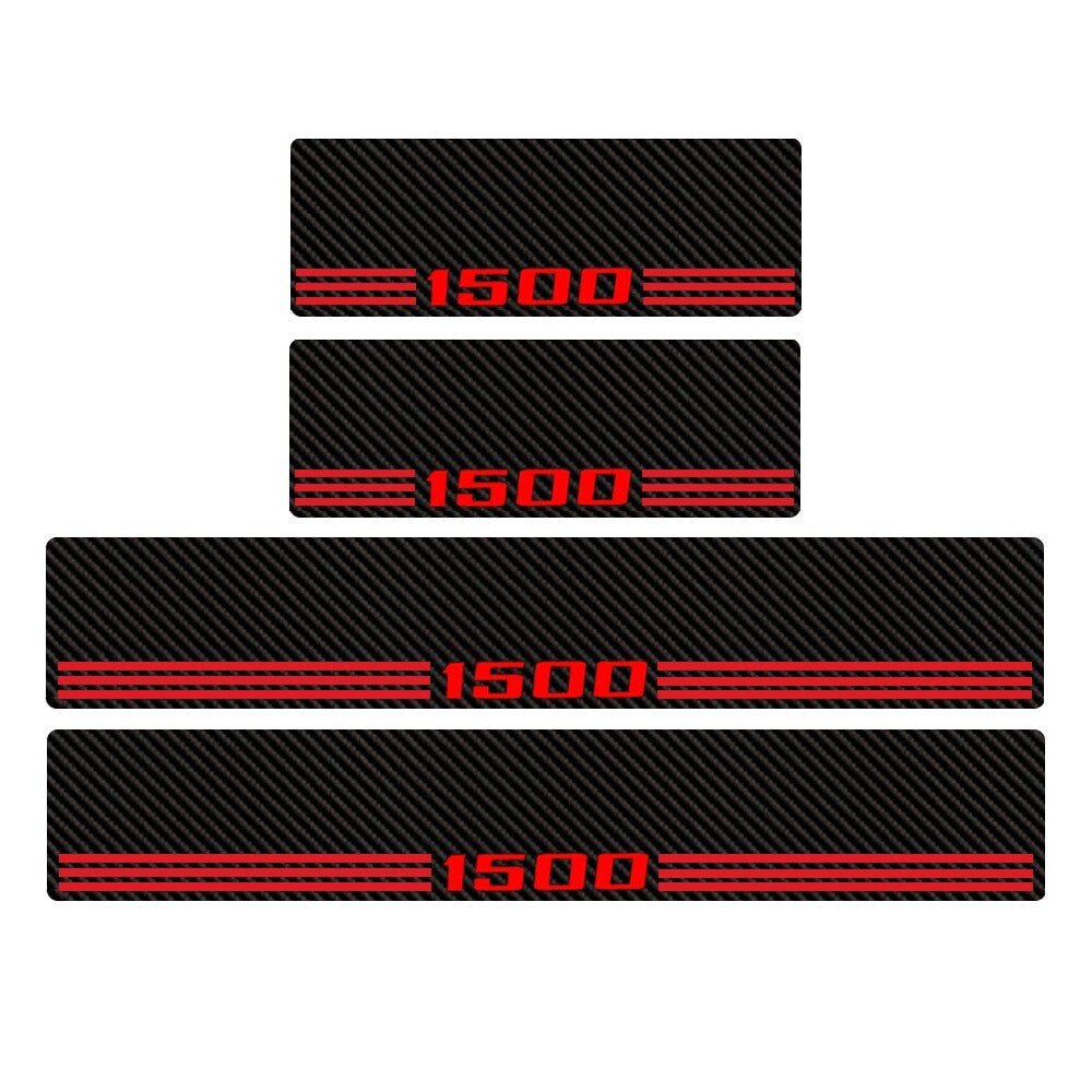 4-Piece Pack of for Ram 1500 Red Letter Carbon Fiber Cab Door and Window Cover Pedal Protectors n