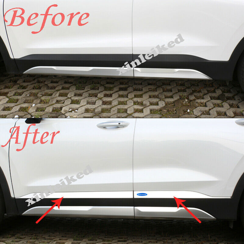 4P for Hyundai Santa Fe ix45 2019-2021 Silver Side Door Body Molding Cover Trim