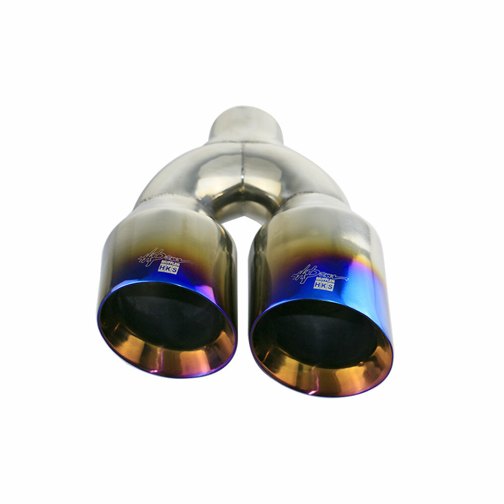 2x Universal 2.5 ID 4 OD Exhaust Tips End Dual Muffler Tip Blue 210mm Width