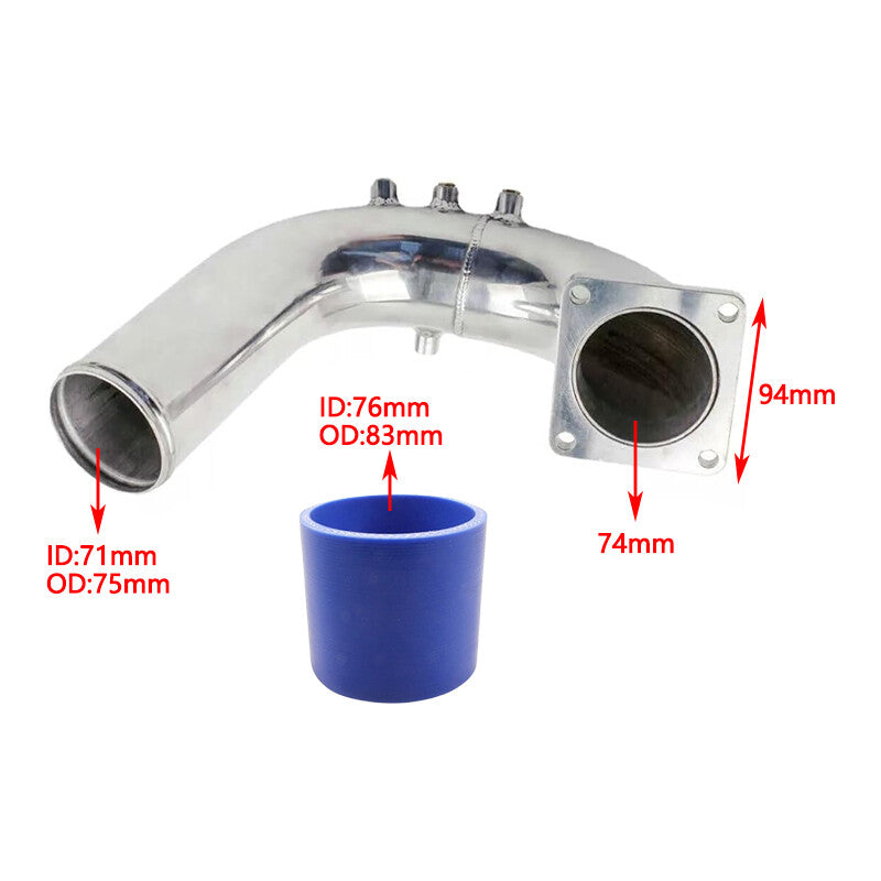 High Flow Intake Elbow Pipe for 03-07 for Dodge for Ram 5.9L Turbo Diesel Silver Q