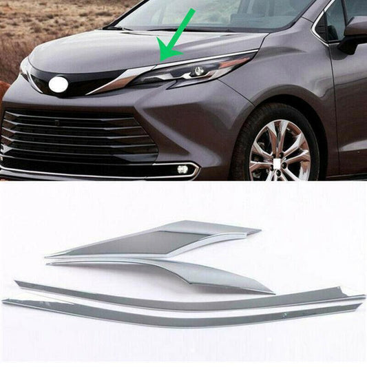 for Toyota for Sienna 21-2024 Chrome Front Side Hood Bonnet Grille Mesh Strip Trims