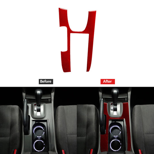 Red Carbon Fiber Gear Shift Panel Trim Cover for Honda Accord Sedan 2008-2012