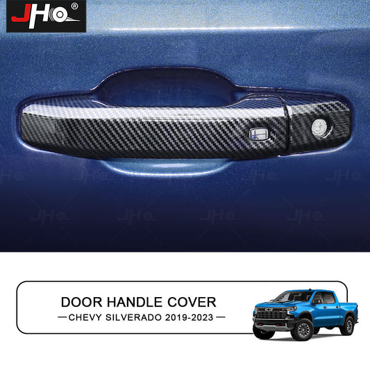 ABS Carbon Exterior Trim Door Handle Trim Cover For 2019+ for Chevrolet Silverado