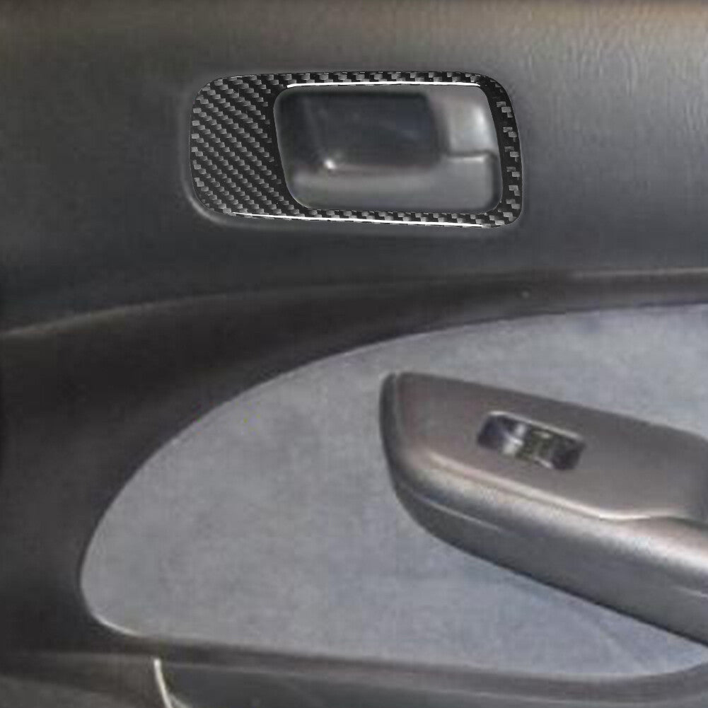 2x Carbon Fiber Interior Door Handle Cover Trim for Honda for Civic 2-Door 2003-2005