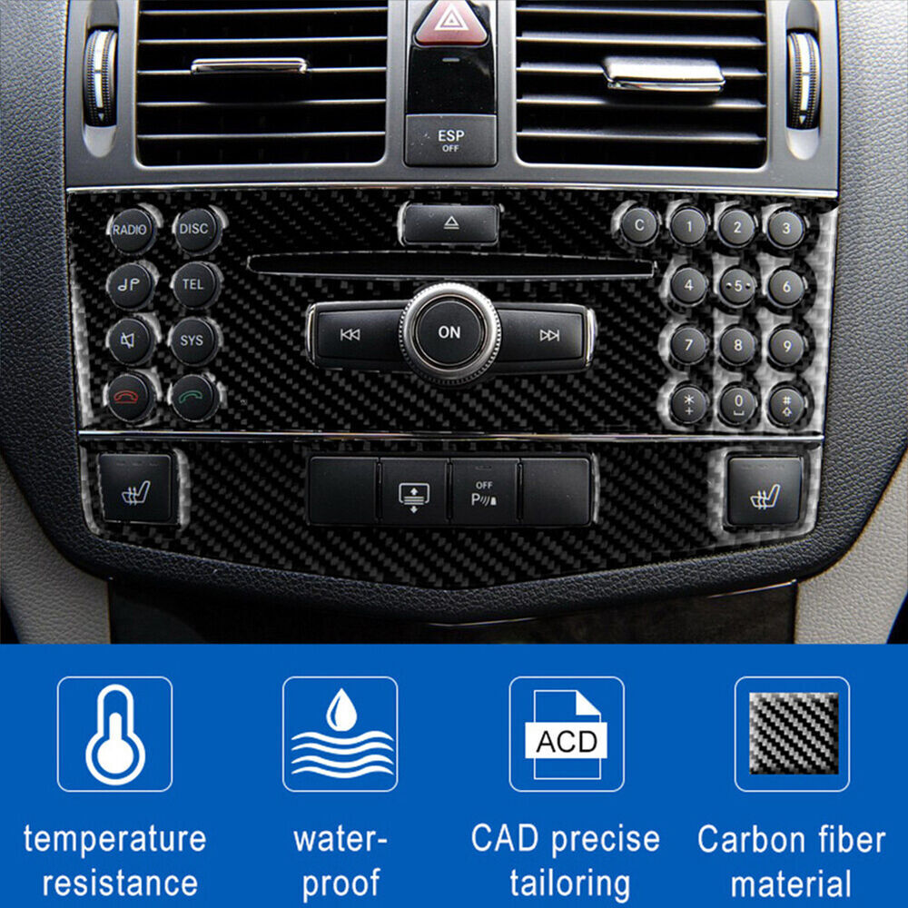 Suitable for C-Class W204 07-10 Carbon Fiber Center Console CD Protective Cover Trim - n