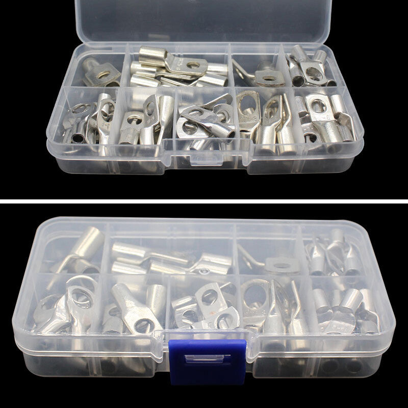 60-piece pack of copper lug battery cable ring connector terminal repair - n