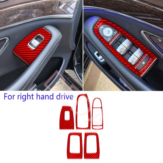 for Benz S Class W222 13-20 RHD Window Lift Switch Button Cover Red Carbon Fiber