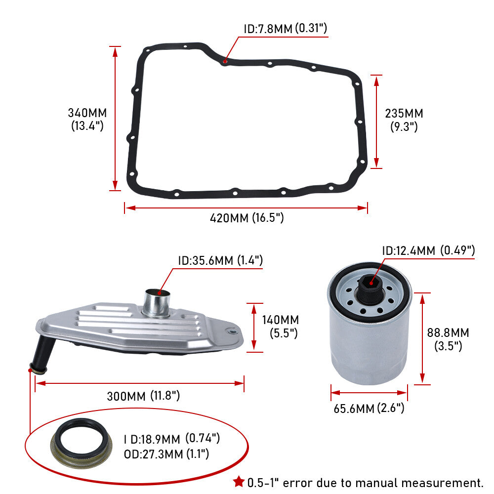4WD Transmission Filter Kit for Ram 2500 545RFE 65RFE 68RFE W/Pan Gasket