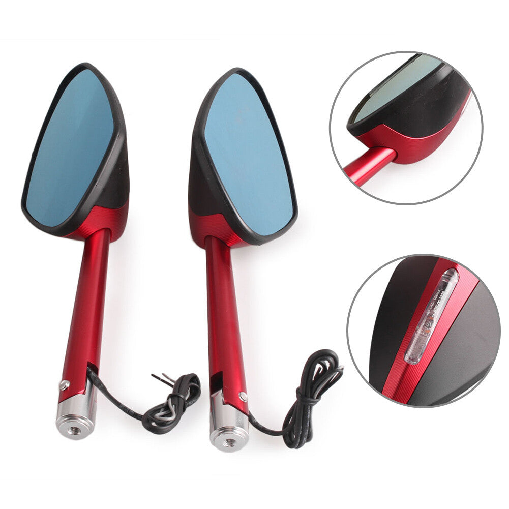 2x Motorcycle Side Rearview Mirror w/ Signal Fit for Honda CBR600RR CBR1000RR XR CB Q