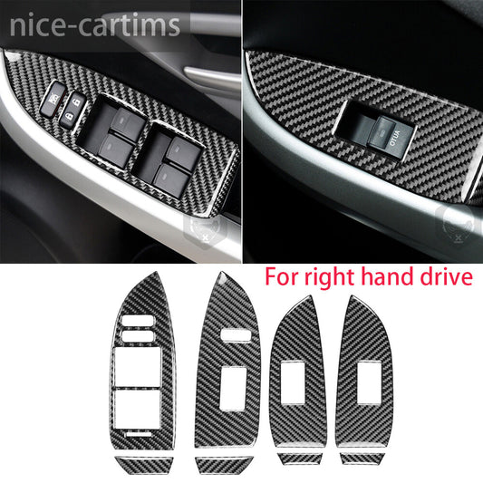 For Toyot@ Prius 2012-15 RHD Window Lift Switch Button Panel Trim Carbon Fiber¡Á8