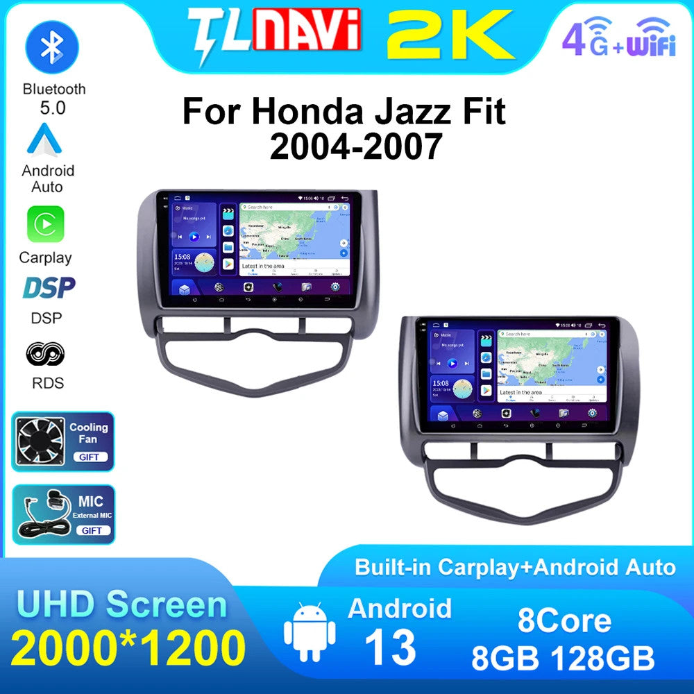 for Honda Jazz 2004-2007 Stereo Android CarPlay Car Radio GPS Multimedia Screen