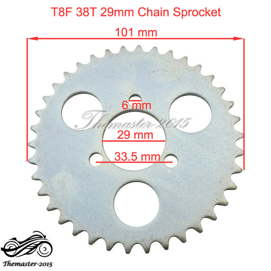 T8F 38T 29mm Rear Chain Sprocket 43 49 cc MiniMoto ATV Pocket Bike Scooter Goped Q