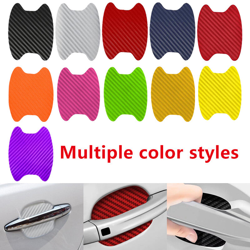 8Pcs Carbon Fiber Car Door Handle Anti-Scratch Protector Film Sticker Multicolor