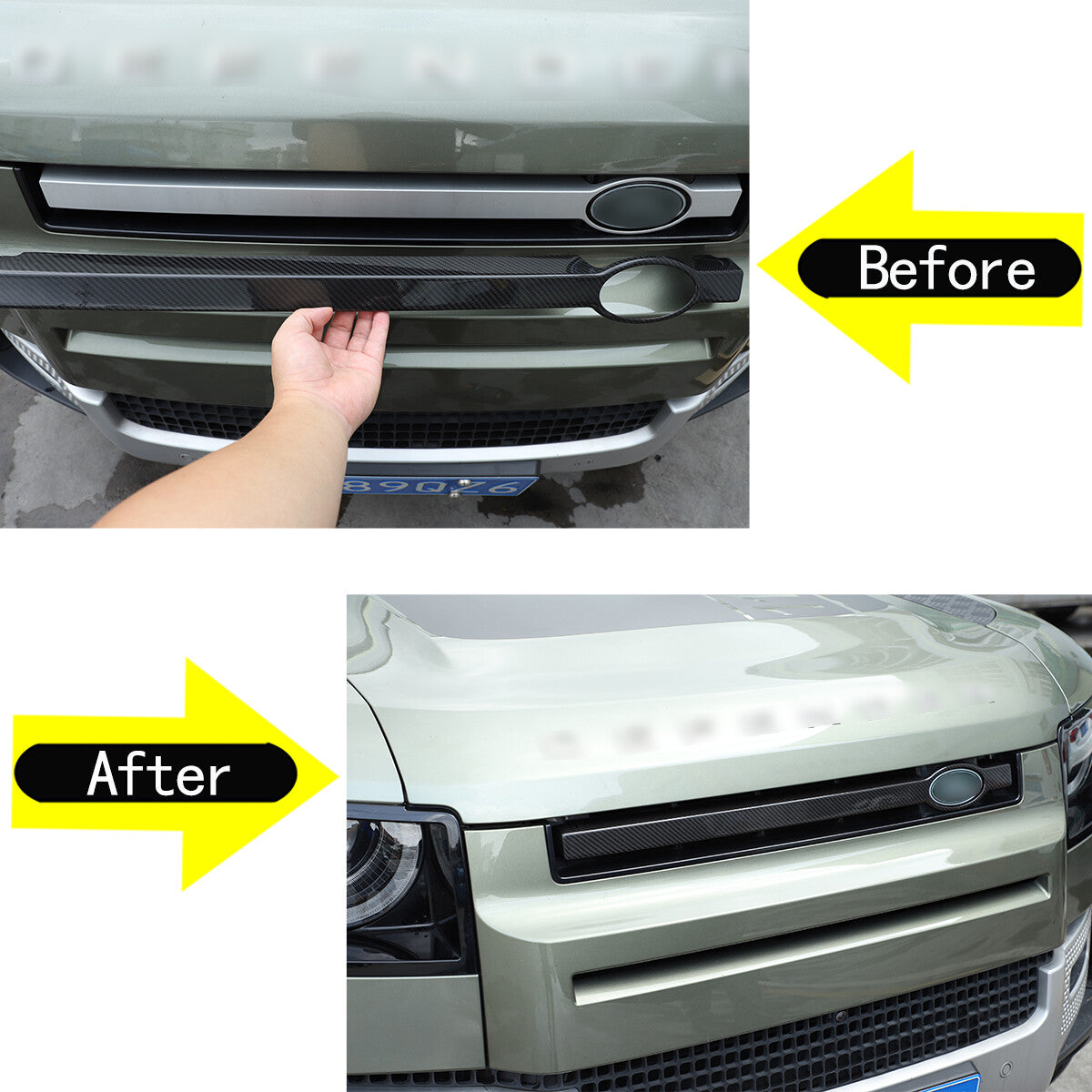 for Defender 110 2020 - 23 Carbon Fiber Front Center Mesh Grille Barbecue Strip Trim