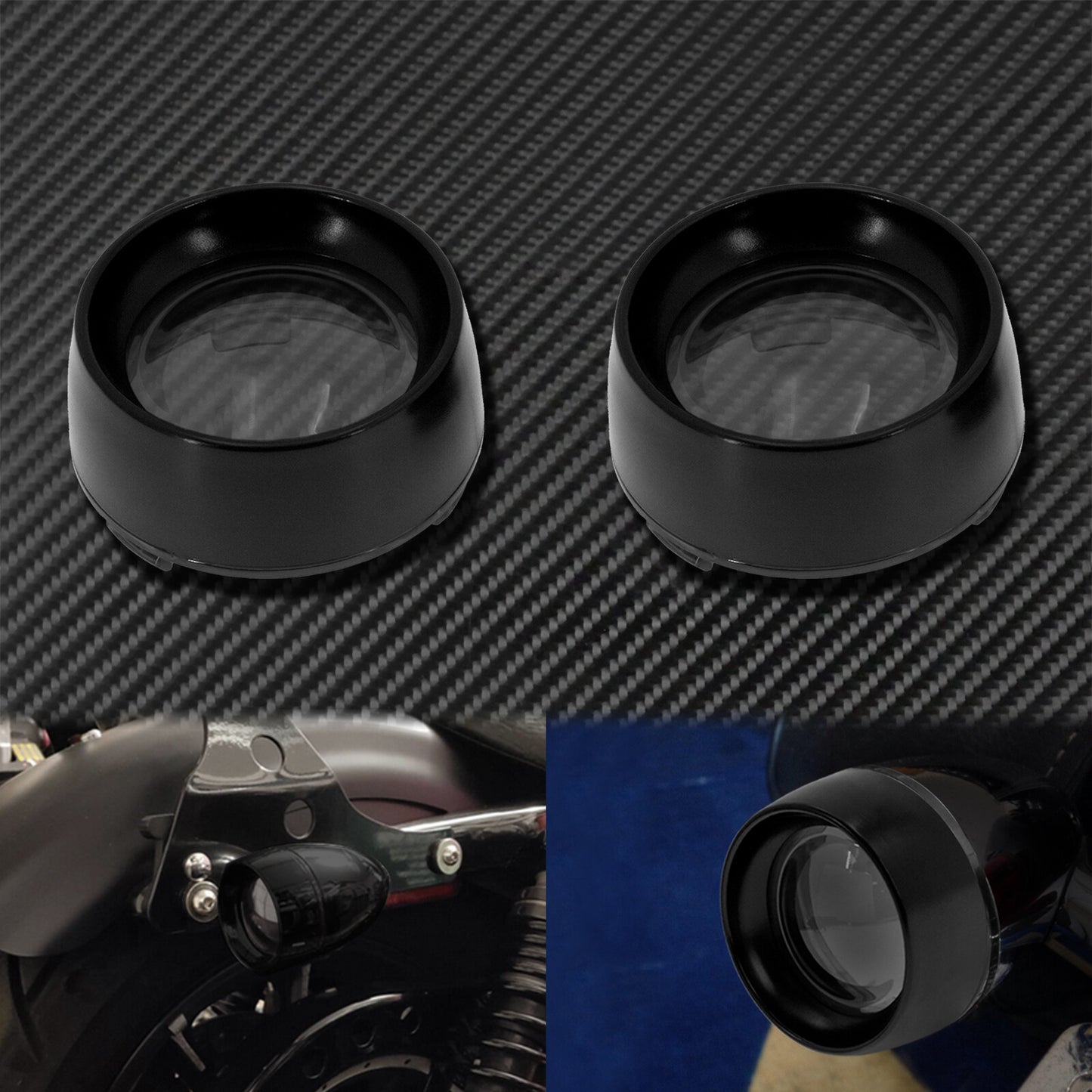 Gloss Gray Trim Ring Bullet Turn Signal Lens Cover Fit for Harley Softail Dyna Q