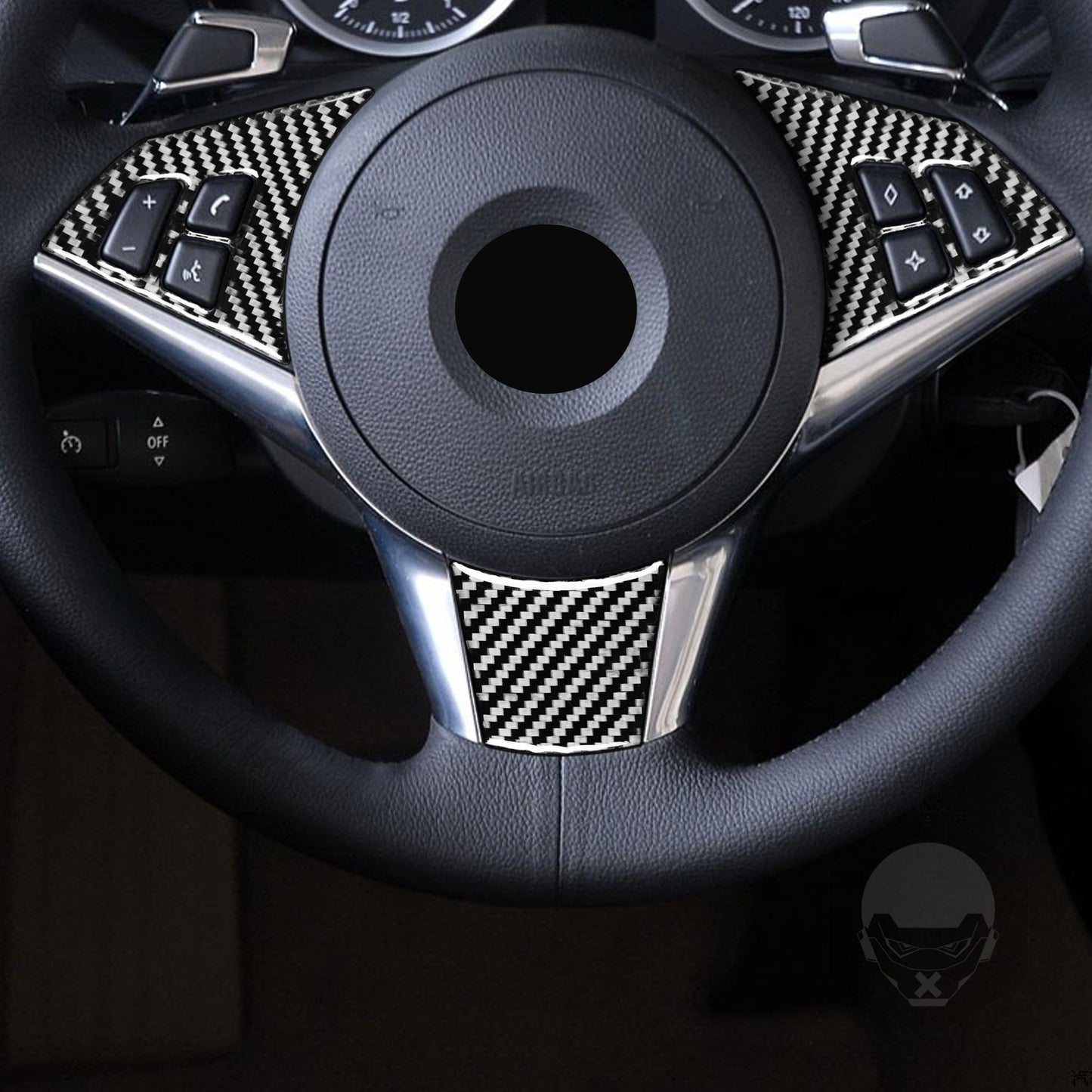 3Pcs for BMW 6 Series E63 E64 04-10 Carbon Fiber Car Steering Wheel Panel Cover
