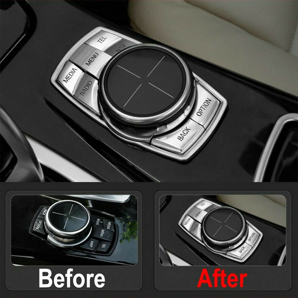 Chrome-plated iDrive Multimedia 7 button decorative cover for X1 X3 X5 X6 n