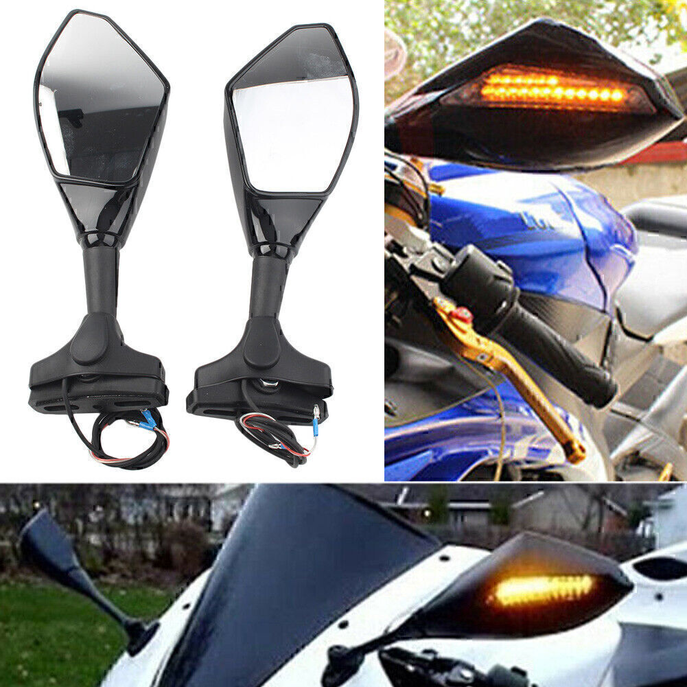 Rearview Mirror With LED Turn Signal fit for Honda for Yamaha for Suzuki Motorcycle