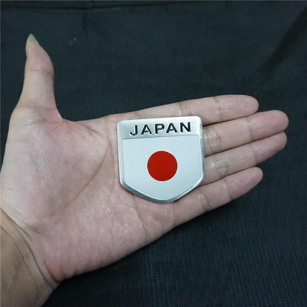 2x JAPAN Flag Small Metal Badge Decal Sticker Emblem Performance Auto Power Type