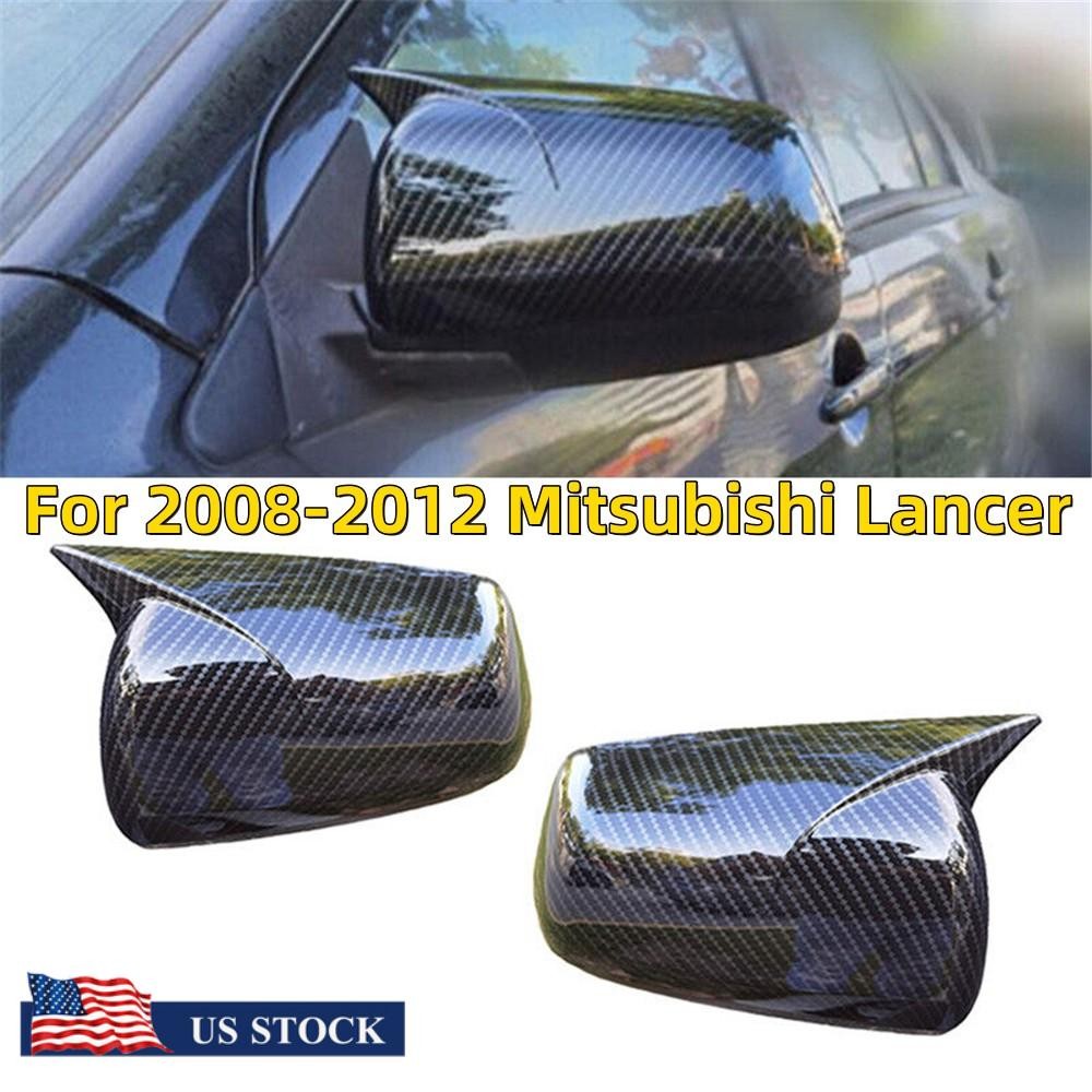 Carbon Fiber Look Ox Horn Rearview Side Mirror Cover for Mitsubishi Lancer