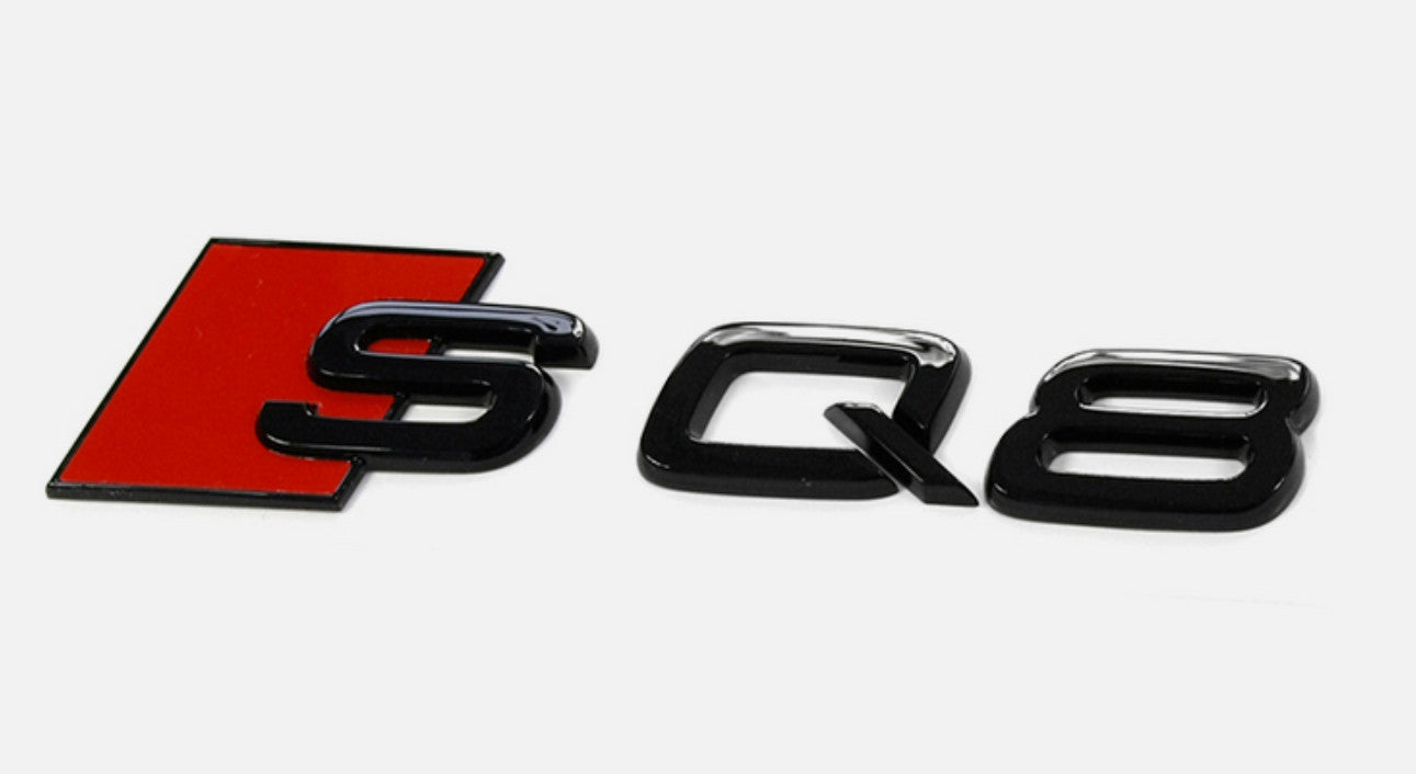 Suitable for Audi SQ8 and Q8 rear badges, trunk boot badge stickers, logos, nameplates, glossy black