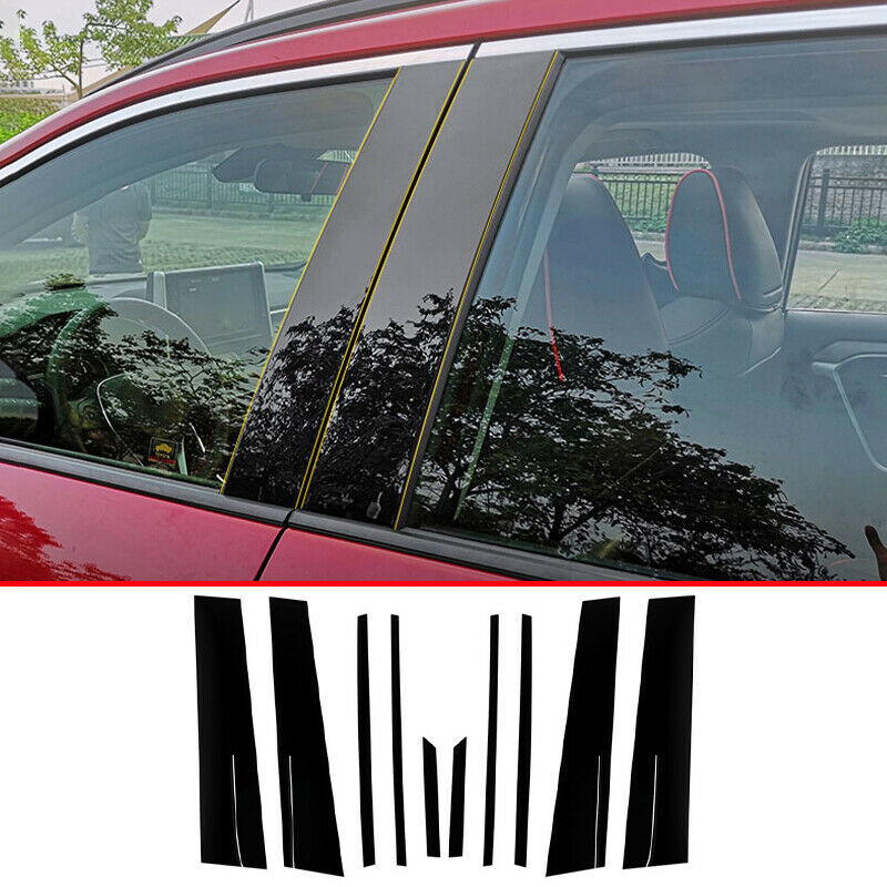 for Toyota RAV4 2019-2022 Black Set Pillar Posts Door Window Trim Decal Cover