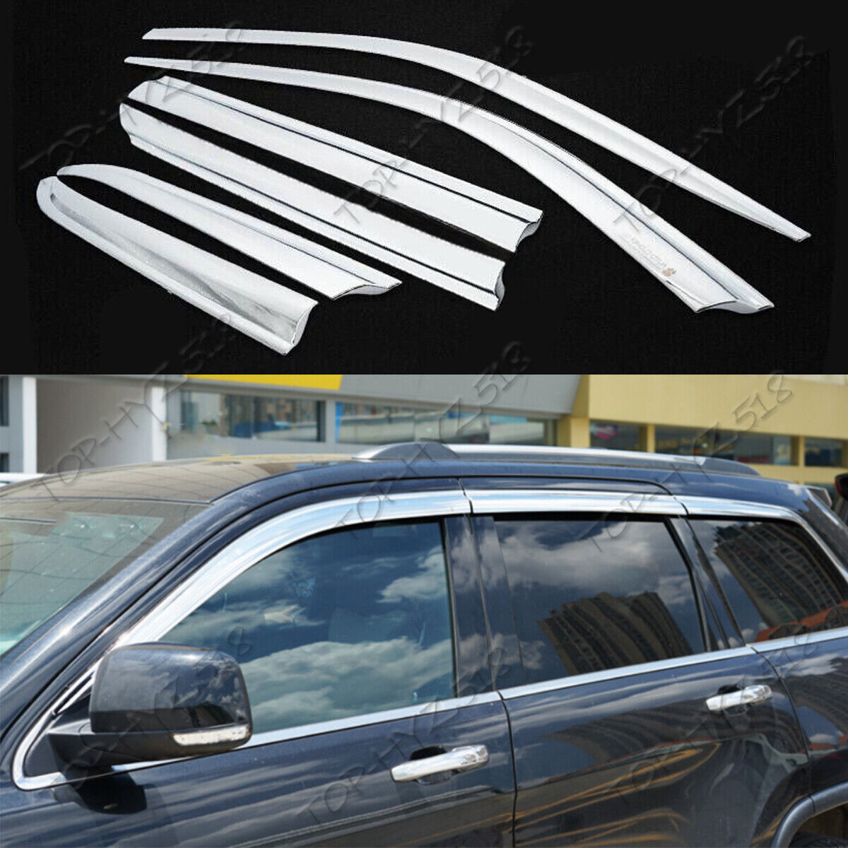 for Jeep Grand Cherokee 11-21 Window Visor Vent Shades Sun Rain Guard Chrome B n