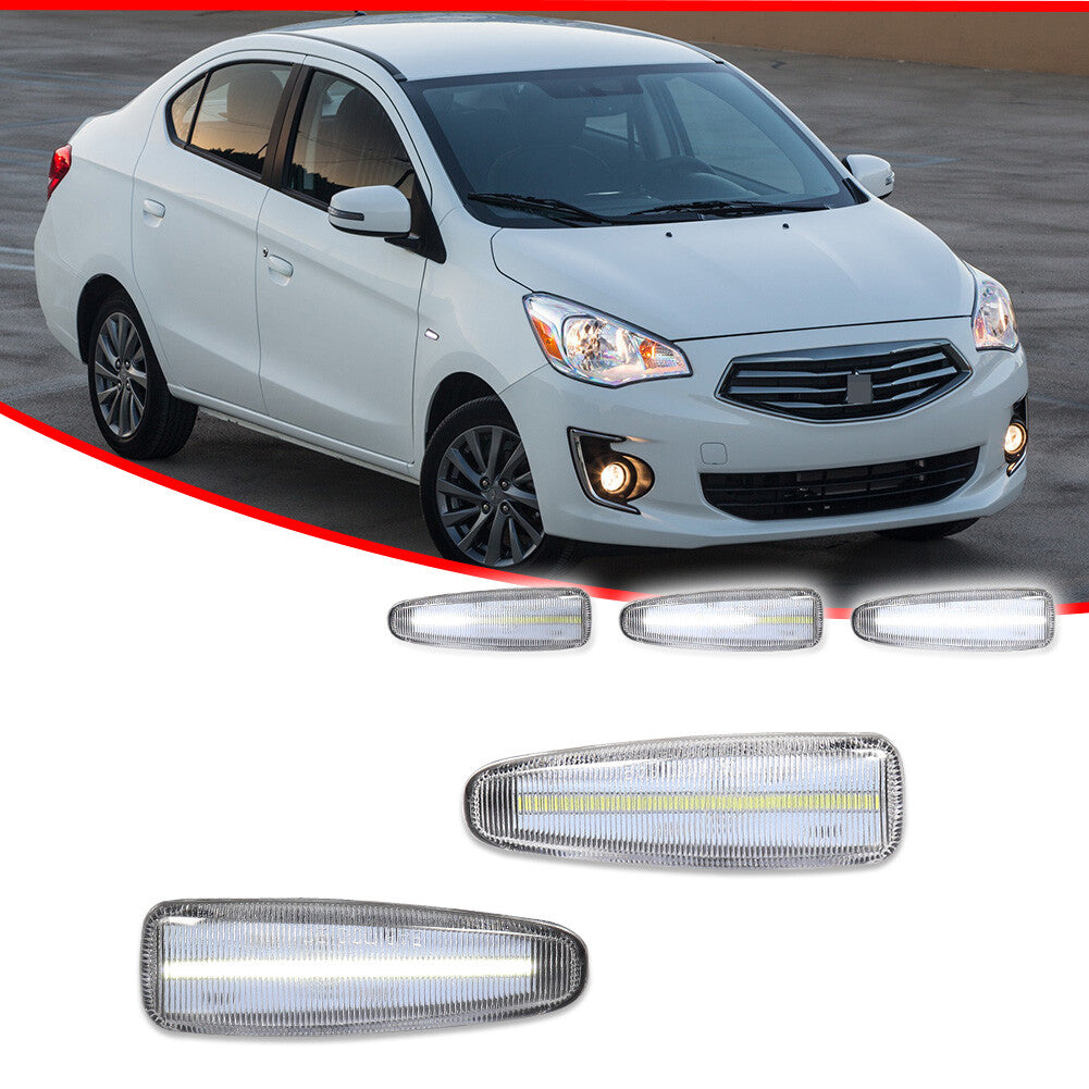 2 Pack Clear White LED Side Marker Signal Lights for Lancer Evo X Mirage - v
