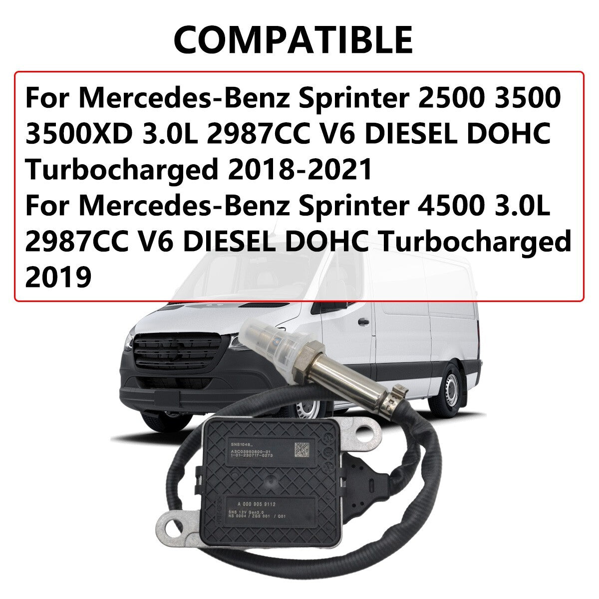 Nitrogen oxide sensor A000905912 is suitable for Sprinter 2500, 3500, and 3.0L models (2018-2021). Q