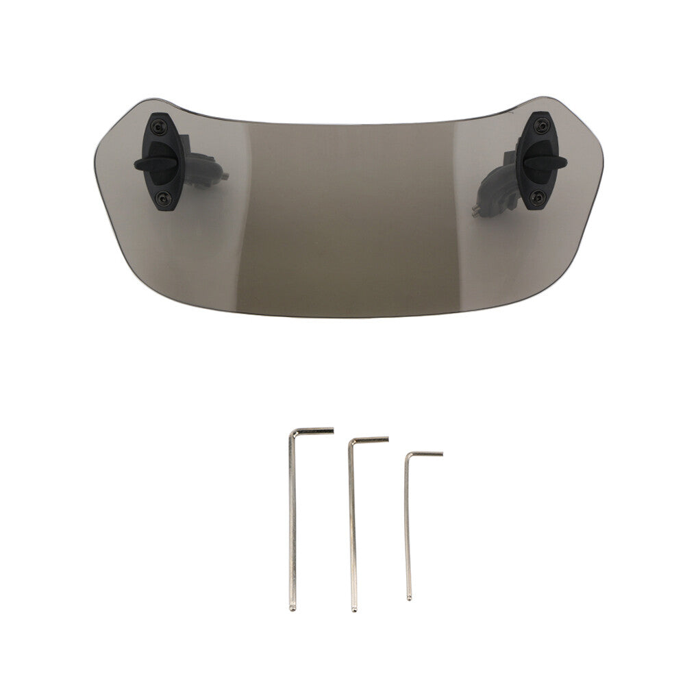Smoke Motorcycle Windshield Adjustable Clip On Extension Spoiler Wind Deflector Q