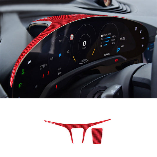 2x Red Carbon Fiber Dashboard Decorative Trim for Porsche Taycan 2019-2022 TypeA