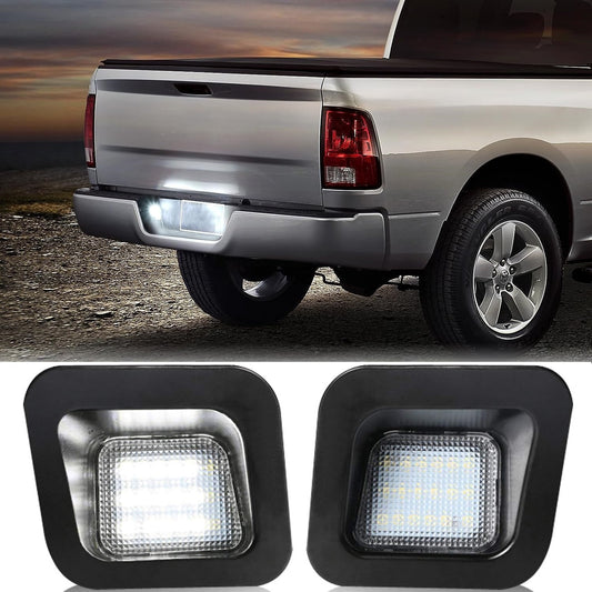 2x White LED License Plate Lights/Rear Lights for Dodge for Ram 1500, 2500, and 3500 (March 2010) - Suitable for 03-10 n